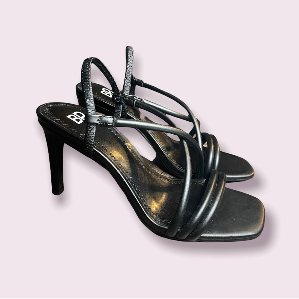 Nordstrom BP Strappy Black Square Toe Stiletto Heels